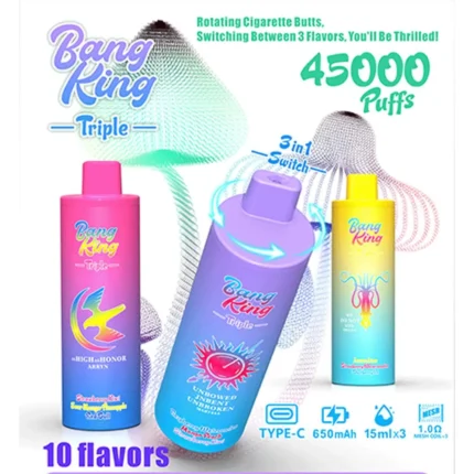 BANG KING Triple 45000 Puffs 3 w 1 Smak – E Papieros Jednorazowy z Potrójnym Uderzeniem | VapoMistrz