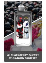 Merry Mi Panda Twins 40000 Puffs – podwójny smak w jednym urządzeniu - smak A Blackberry Cherry B Dragon Fruit Ice