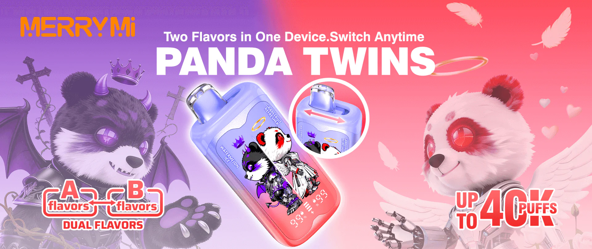 Merry Mi Panda Twins 40000 - główny widok jednorazowego e-papierosa Dual Flavor