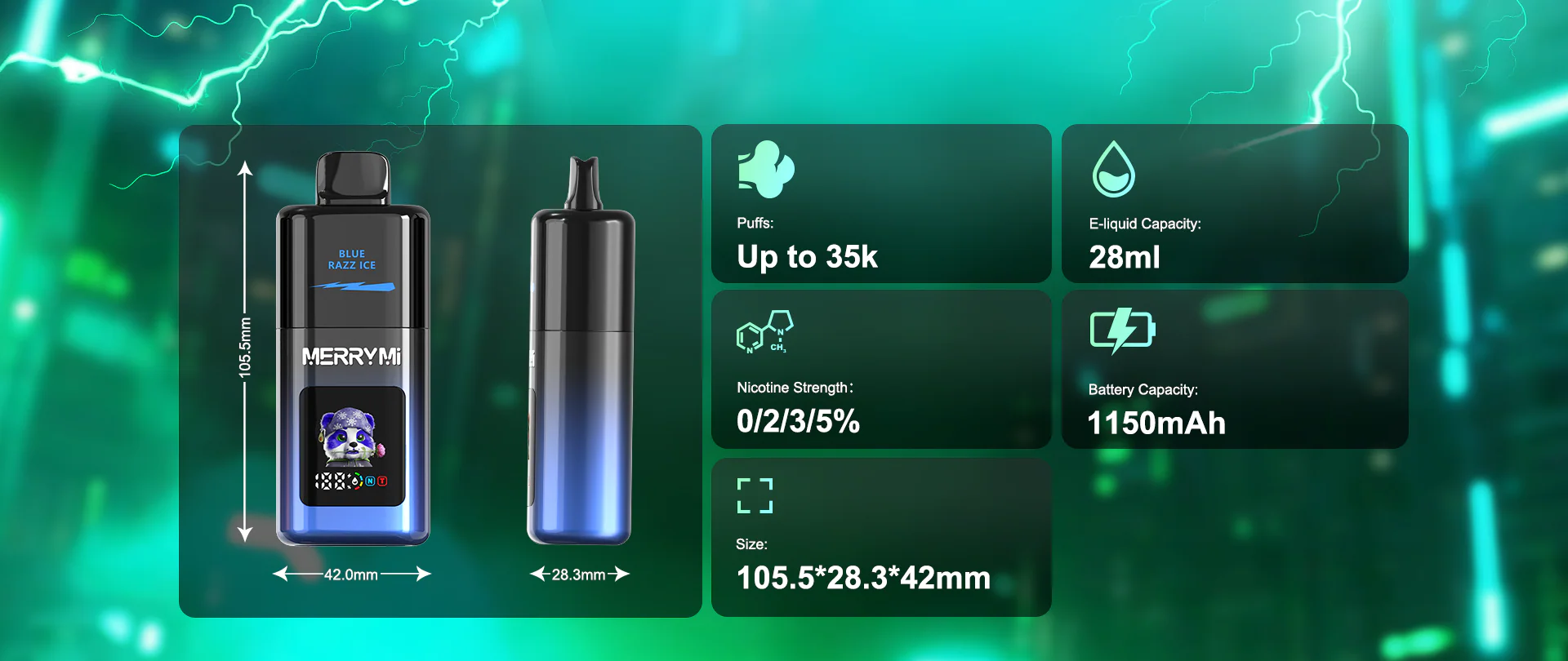 Merry Mi Mecha Pro 35000 Puffs – jednorazowy e-papieros ze Smart Display - smak mecha pro edge 250903 img 10