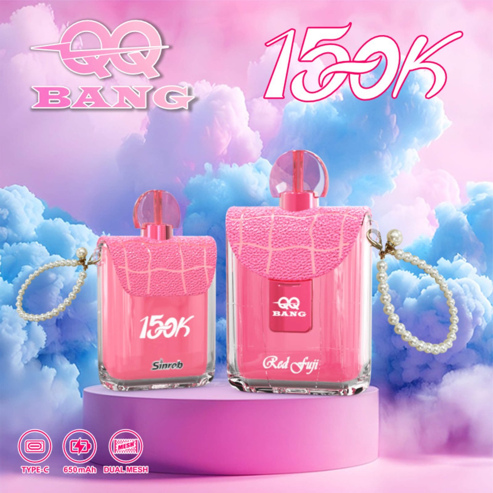 QQ Bang 150K Puffs - Dual Mesh USB-C rechargeable disposable vape - wariant QQ Bang 150k P放 Red Fuji