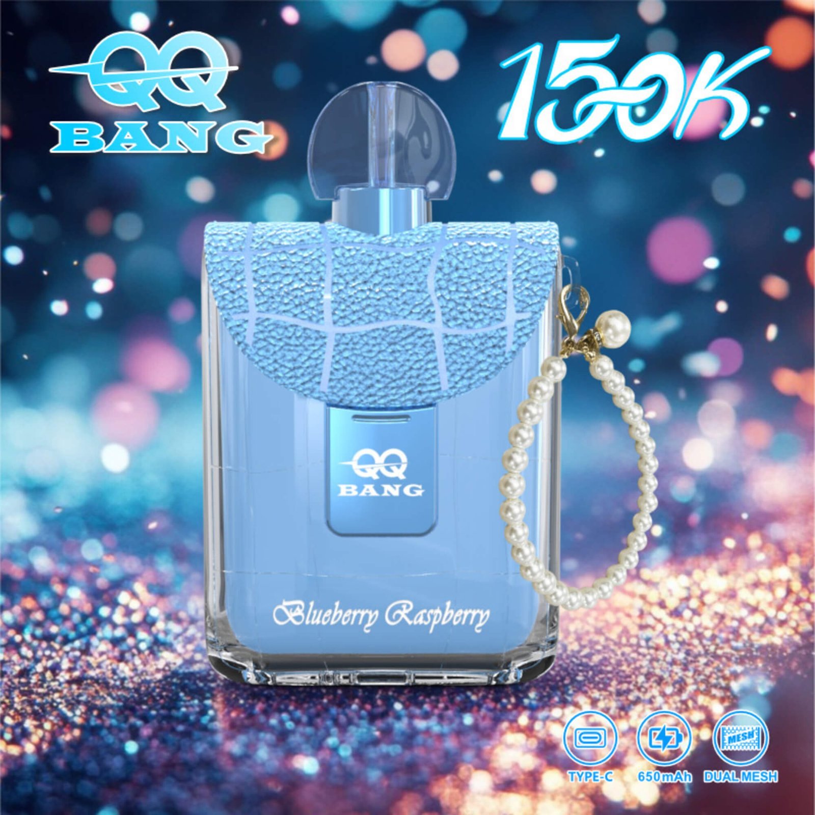 QQ Bang 150K Puffs - Dual Mesh USB-C rechargeable disposable vape - wariant QQ Bang 150k Puff Blueberry Raspberry